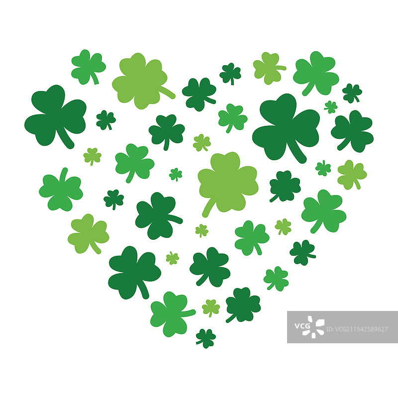 心形圣帕特里克节设计与三叶草图片素材