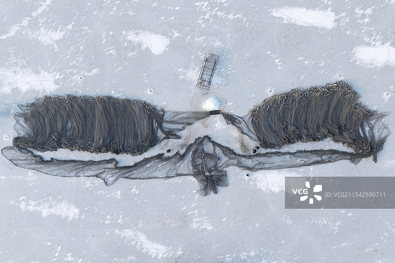 航拍查干湖冬捕图片素材