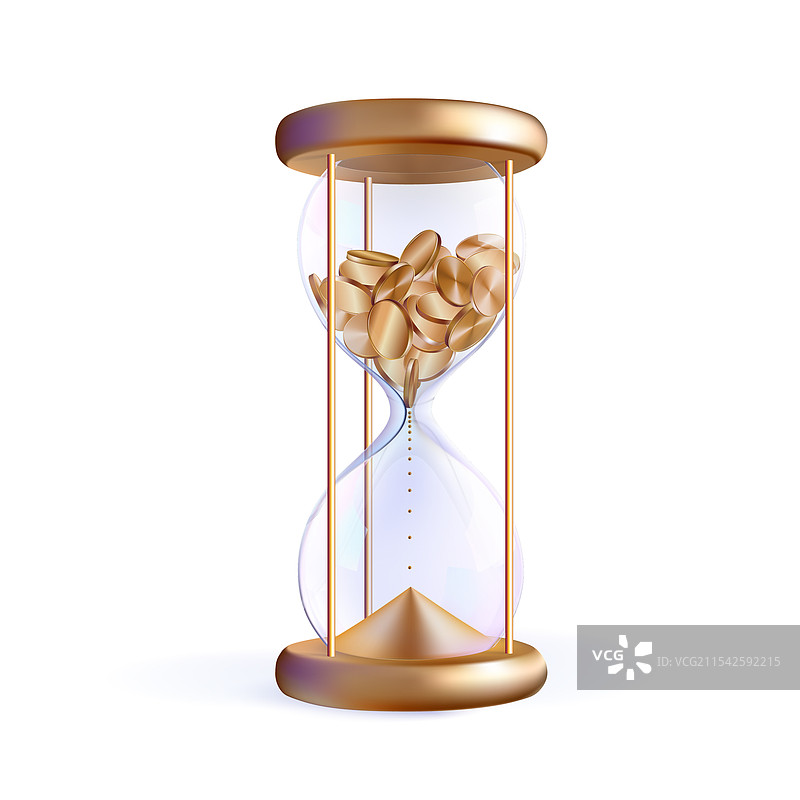 黄金硬币与沙漏预算计时器 3D图片素材
