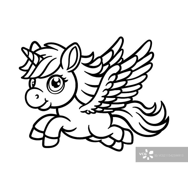 有趣的飞翔独角兽卡通角色，孤立图像图片素材