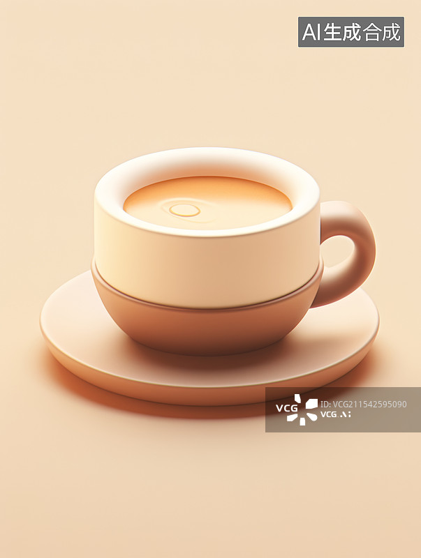 【AI数字艺术】可爱3d卡通一杯咖啡图标图片素材