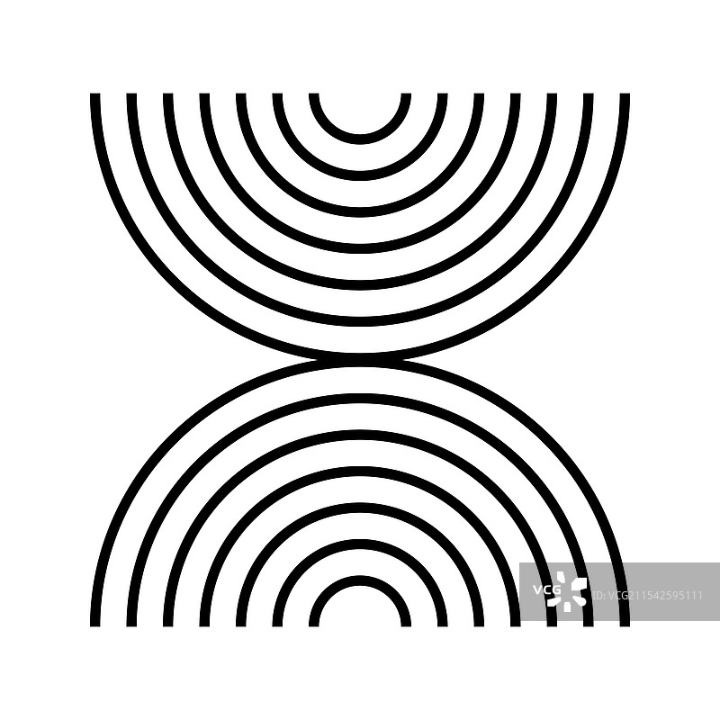 白色背景上孤立的同心弧线图片素材