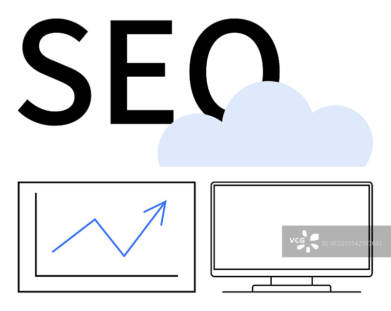 SEO概念与图表监控和云计算图片素材