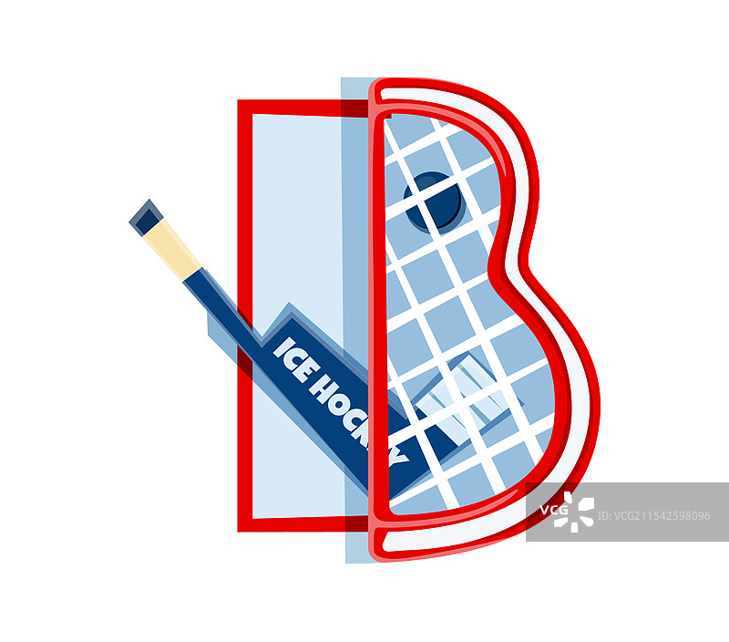 卡通字母B与冰球棒结合在一起图片素材