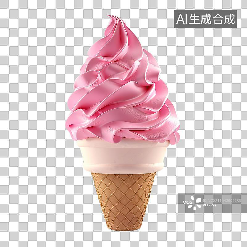 【AI数字艺术】3d写实的立体甜筒冰淇淋玩具模型图片素材