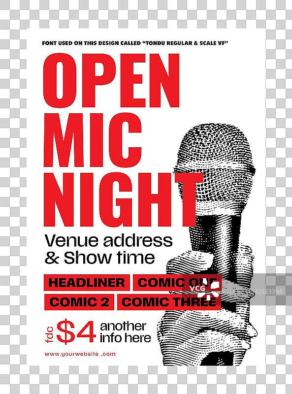 开放麦克风之夜或单口喜剧表演海报图片素材