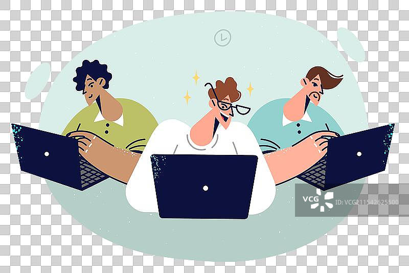 一群商务人士正在使用笔记本电脑工作图片素材