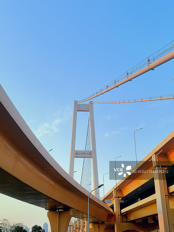 蓝天下的武汉杨泗港长江大桥一景图片素材