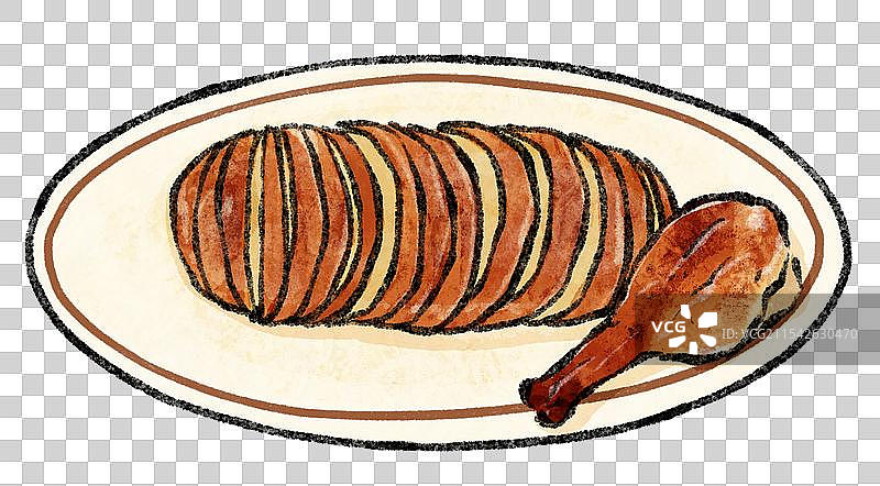 河南开封美食国风插画-汴京烤鸭图片素材