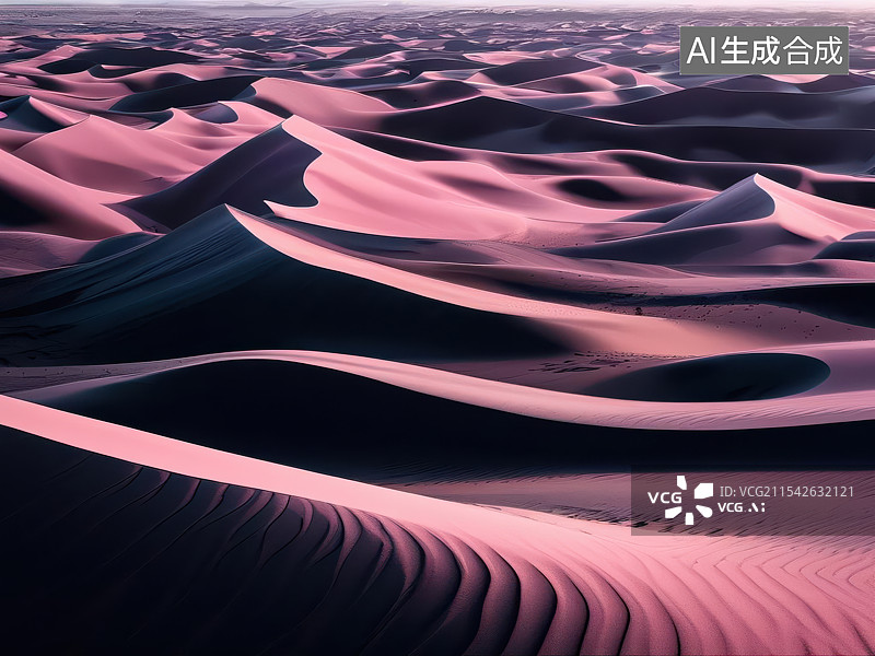 【AI数字艺术】暗夜沙丘的粉色梦幻图片素材