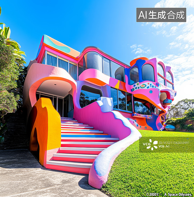 【AI数字艺术】配色建筑图片素材