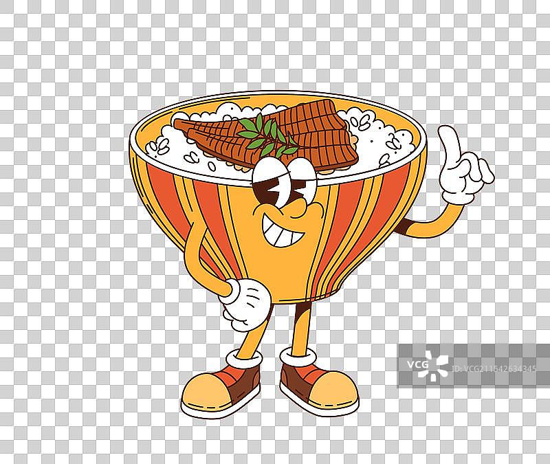 卡通风格的酷炫乌冬饭日本美食角色图片素材