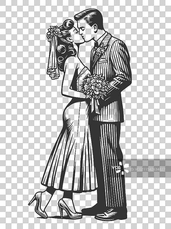 新娘和新郎亲吻图片素材