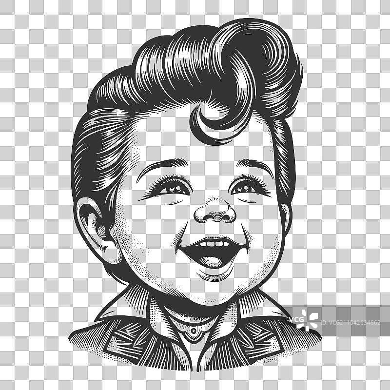 蓬松发型的婴儿图片素材