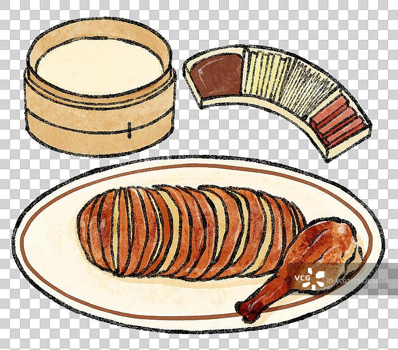 河南开封美食国风插画-汴京烤鸭图片素材