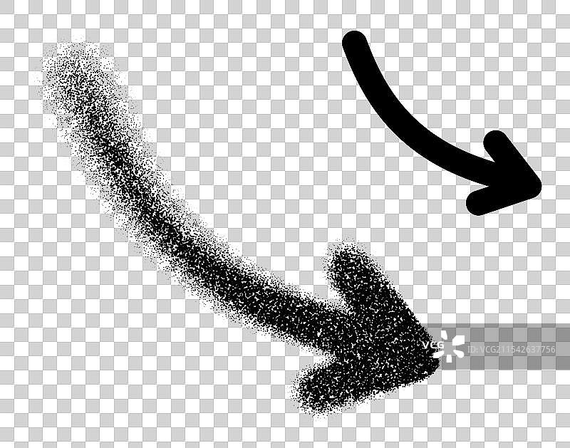 向下弯曲的虚线到实线箭头图片素材