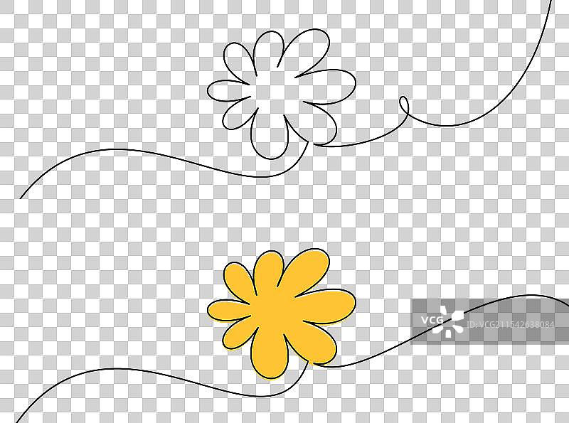 极简线条艺术，使用黄色和白色图片素材