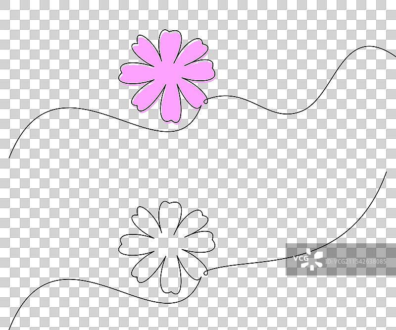 极简主义粉白色花卉线条艺术图片素材