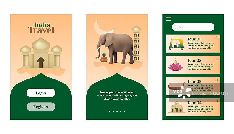 印度旅行移动应用界面图片素材