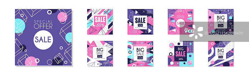 大促销贴纸和卡片设计套装图片素材