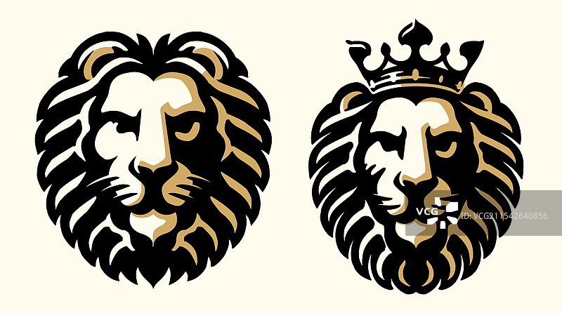 带有王冠徽章的狮子王，皇家捕食者动物图片素材