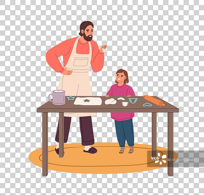 快乐的家庭一起烘焙圣诞姜饼图片素材