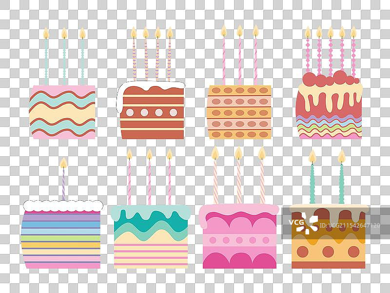 生日蛋糕切片平面图集图片素材