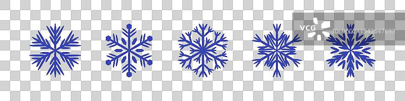 白色背景上的蓝色美丽雪花图片素材