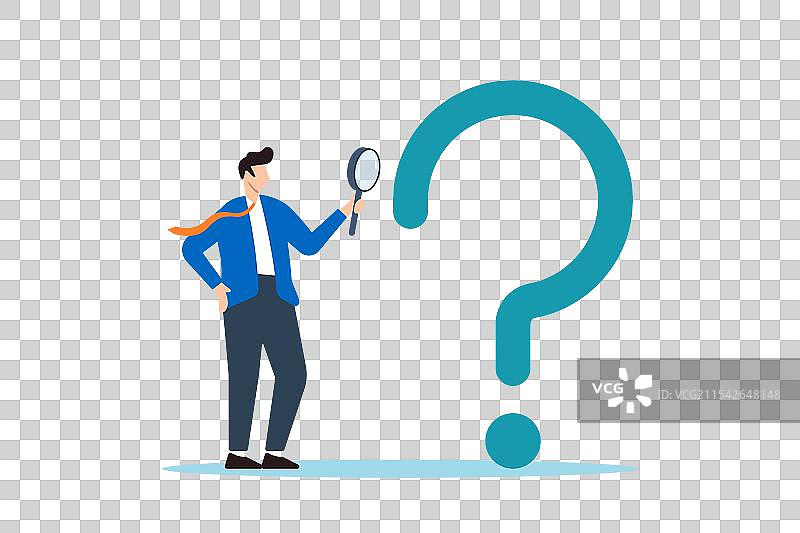 商人分析问号的平面图图片素材