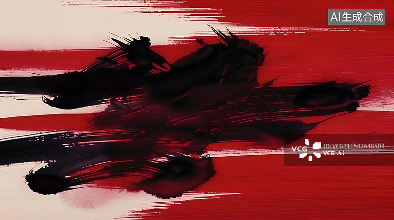 【AI数字艺术】红色和黑色墨水背景抽象水墨红中国风电影插画图片素材