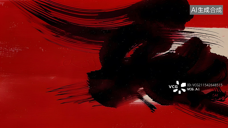 【AI数字艺术】红色和黑色墨水背景抽象水墨红中国风电影插画图片素材