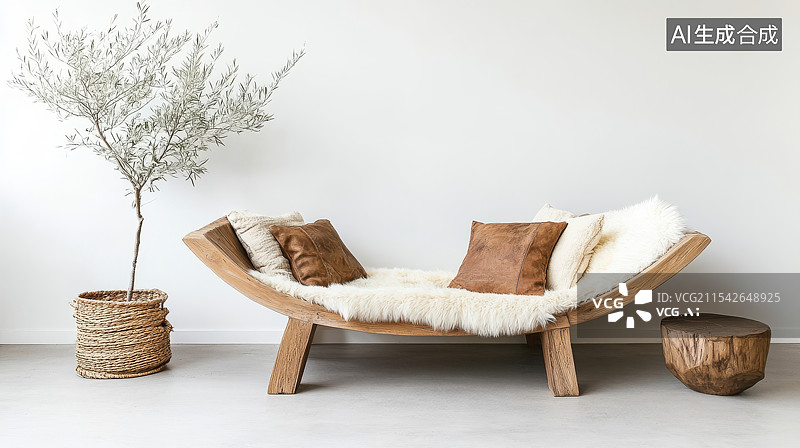 【AI数字艺术】现代卧室室内设计，配备大窗户和舒适的床图片素材