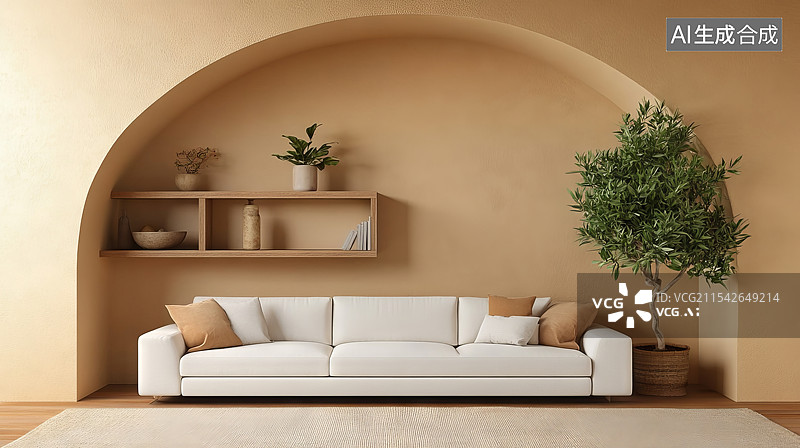 【AI数字艺术】现代卧室室内设计，配备大窗户和舒适的床图片素材