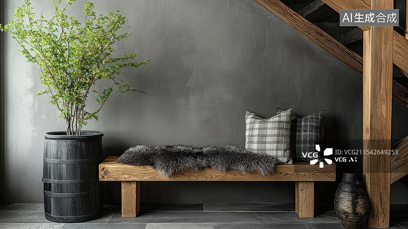 【AI数字艺术】现代卧室室内设计，配备大窗户和舒适的床图片素材