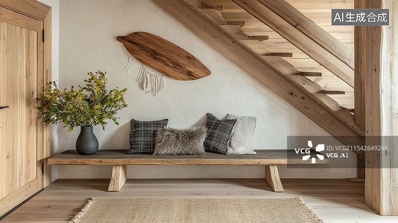 【AI数字艺术】现代卧室室内设计，配备大窗户和舒适的床图片素材