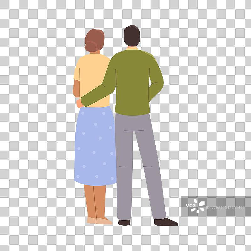 情侣背对背观看烟花图片素材