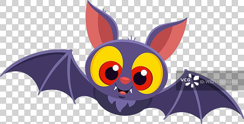 可爱的万圣节蝙蝠卡通角色在飞翔图片素材