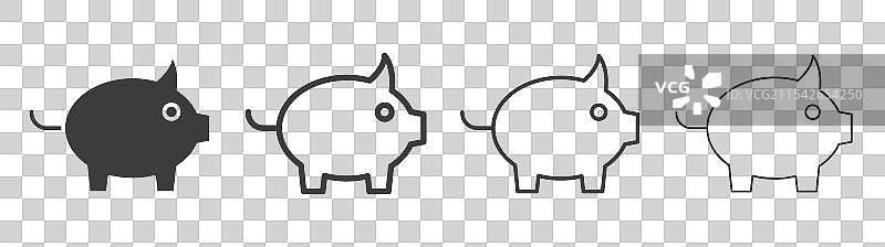 储蓄罐矢量图标集图片素材