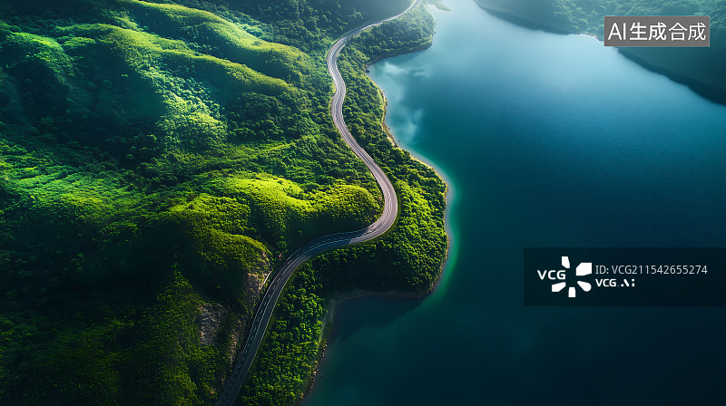 【AI数字艺术】海岛公路的航拍图片素材