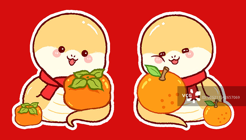 福娃柿子橘子蛇卡通画图片素材