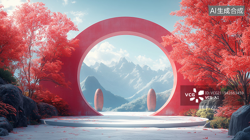 【AI数字艺术】中国风古典园林建筑风景图片素材