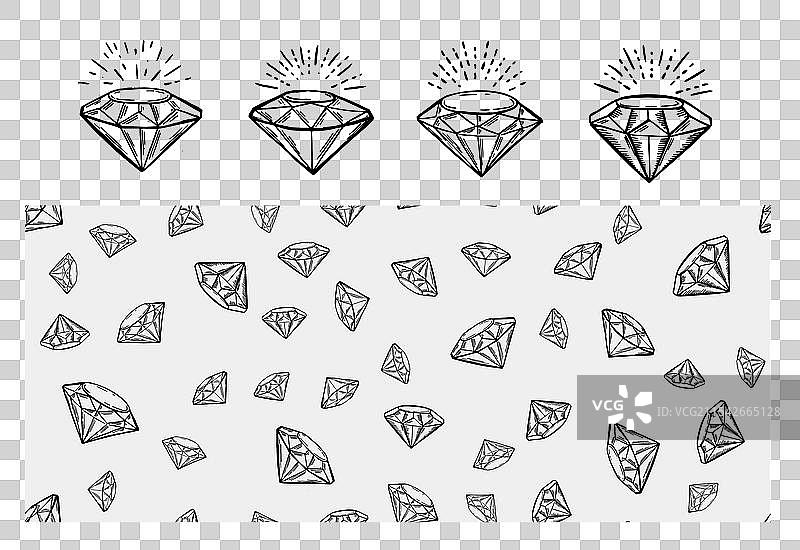 手绘风格的钻石套装图片素材