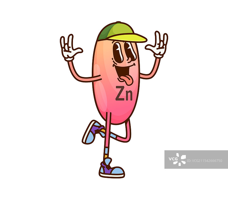 卡通风格的酷炫锌维生素微量营养素角色图片素材