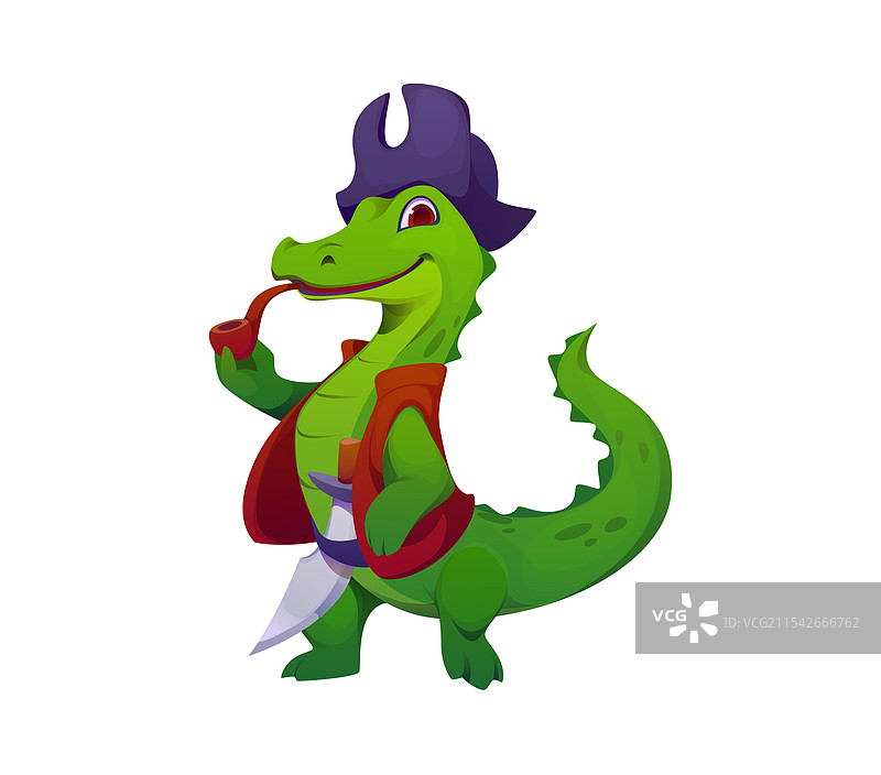 搞笑的卡通鳄鱼海盗动物角色图片素材