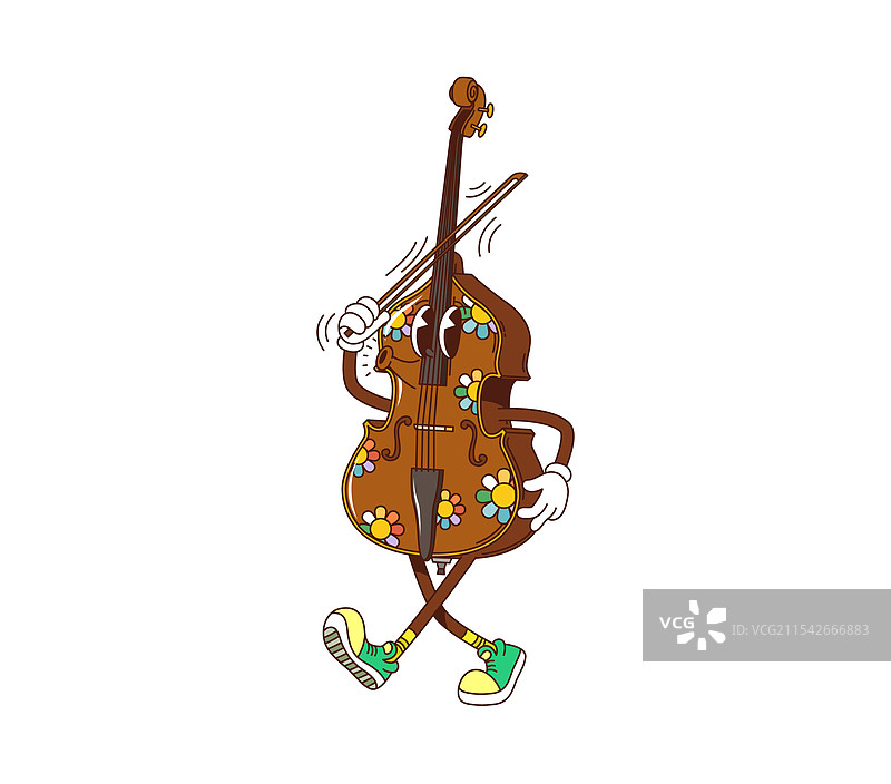 卡通低音提琴乐器角色图片素材