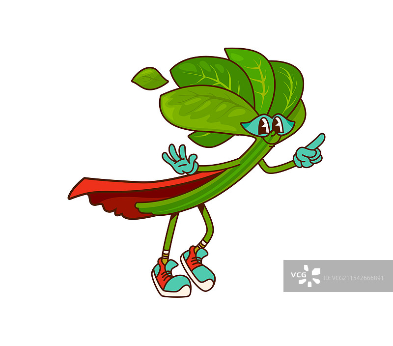 复古风格的卡通超级英雄角色，充满活力的菠菜形象图片素材