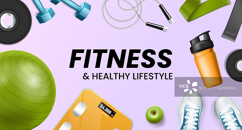 健身和健康生活方式必需品图片素材