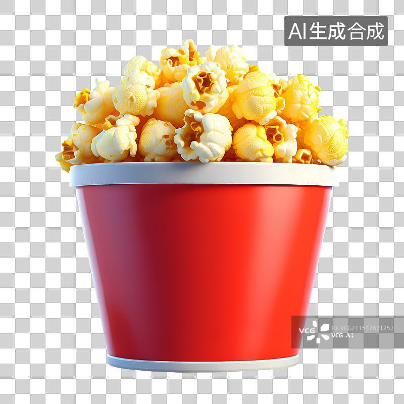 【AI数字艺术】3D渲染，爆米花，零食免抠元素图片素材