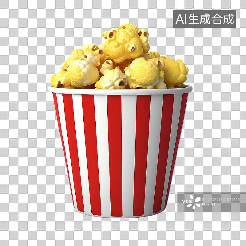 【AI数字艺术】3D渲染，爆米花，零食免抠元素图片素材