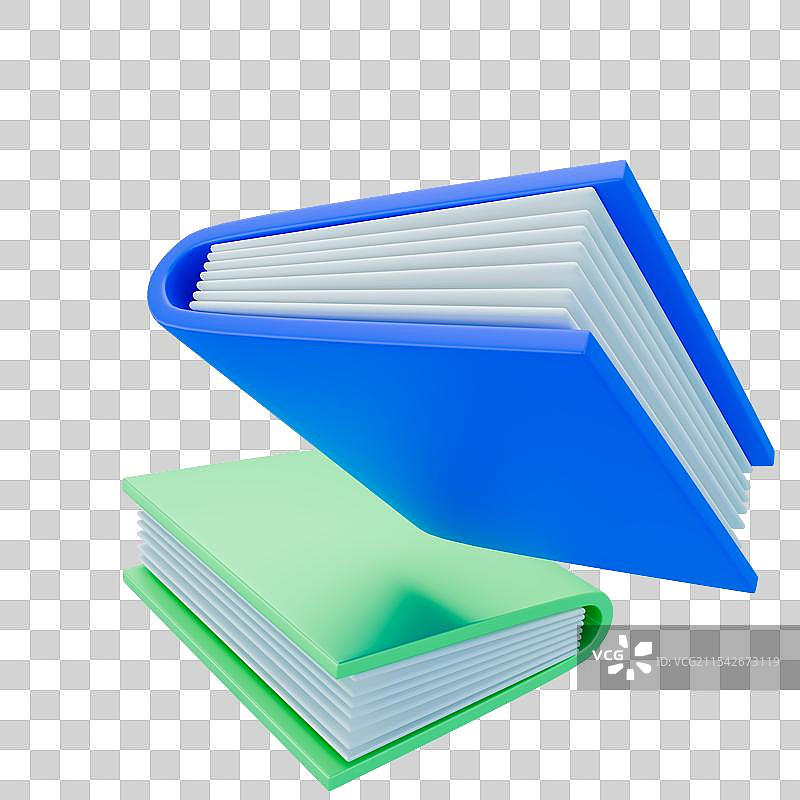 蓝色和绿色的书本图片素材